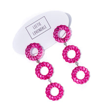 Load image into Gallery viewer, Hot Pink Twisted Tri Dot Donut Earrings