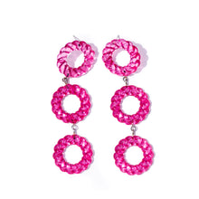 Load image into Gallery viewer, Hot Pink Twisted Tri Dot Donut Earrings