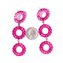 Load image into Gallery viewer, Hot Pink Twisted Tri Dot Donut Earrings
