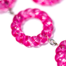 Load image into Gallery viewer, Hot Pink Twisted Tri Dot Donut Earrings
