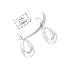 Load image into Gallery viewer, Crystal Clear Lucite Teardrop Hoop Drop Earrings