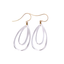 Load image into Gallery viewer, Crystal Clear Lucite Teardrop Hoop Drop Earrings