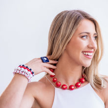 Load image into Gallery viewer, Red &amp; Gold Superstar Beaded Amelia Necklace