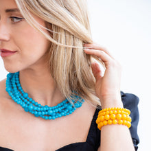 Load image into Gallery viewer, Bright Turquoise Blue Beaded Sylvie Statement Necklace