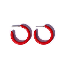 Load image into Gallery viewer, Red Matte Mini Classic Hoop Earrings