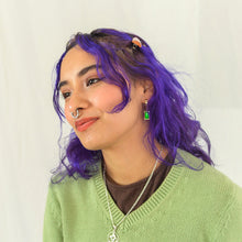 Load image into Gallery viewer, Green Gemstone Titanium Huggie Earrings