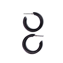 Load image into Gallery viewer, Black Lucite Mini Thread Hoop Earrings