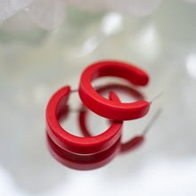 Load image into Gallery viewer, Red Matte Mini Classic Hoop Earrings