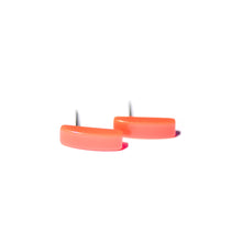 Load image into Gallery viewer, Neon Orange Moonglow Rectangle Stud Earrings