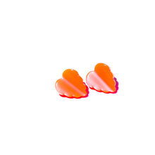 Load image into Gallery viewer, Bright Orange Moonglow Jagged Leaf Stud Earrings