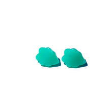 Load image into Gallery viewer, Teal Green Moonglow Leaf Stud Earrings
