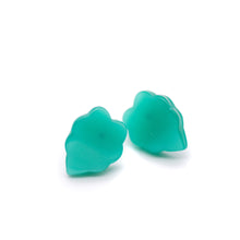 Load image into Gallery viewer, Teal Green Moonglow Leaf Stud Earrings