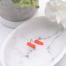 Load image into Gallery viewer, Neon Orange Moonglow Rectangle Stud Earrings