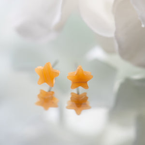 Amber Stripe Mini Star Stud Earrings