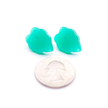 Load image into Gallery viewer, Teal Green Moonglow Leaf Stud Earrings