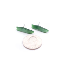 Load image into Gallery viewer, Forest Green Moonglow Squiggle Arrow Stud Earrings
