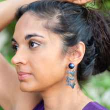 Load image into Gallery viewer, Midnight Blue &amp; Slate Moonglow Zag Statement Earrings *