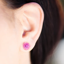 Load image into Gallery viewer, Light Green Opal Carved Rose Stud Earrings