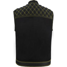 Load image into Gallery viewer, Nitro Rush Men's Black Mesh Textile Vest with Yellow Diamond Stitch