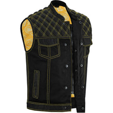 Load image into Gallery viewer, Nitro Rush Men's Black Mesh Textile Vest with Yellow Diamond Stitch