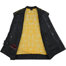 Load image into Gallery viewer, Nitro Rush Men's Black Mesh Textile Vest with Yellow Diamond Stitch
