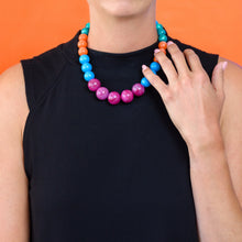 Load image into Gallery viewer, Violet &amp; Aqua Gems Lucite Stretch Bauble Necklace -Shortie