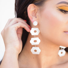 Load image into Gallery viewer, White Lattice Moonglow Statement Earrings