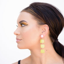 Load image into Gallery viewer, Light Pink &amp; Yellow Geometric Stack Moonglow Statement Earrings