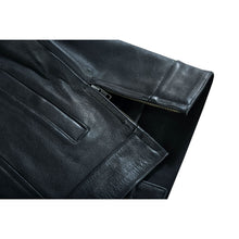 Load image into Gallery viewer, Highway Jack Men's Black Leather Motorcycle Vest Scoop Neck &amp; Snap-Closure Pockets
