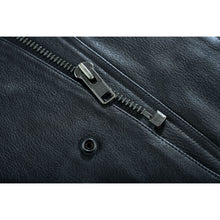Load image into Gallery viewer, Highway Jack Men's Black Leather Motorcycle Vest Scoop Neck &amp; Snap-Closure Pockets