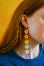 Load image into Gallery viewer, Pastel Rainbow Flower Statement Earrings