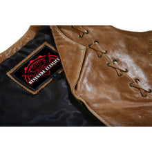 Load image into Gallery viewer, Women's Brown Zippered Vest with Lacing Details