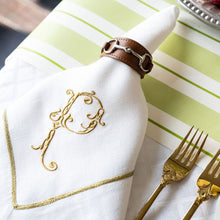 Load image into Gallery viewer, Gold trim dinner napkins, berry, set of two