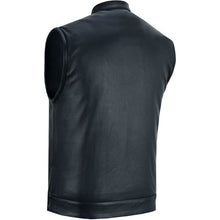 Load image into Gallery viewer, Highway Jack Men's Black Leather Motorcycle Vest Scoop Neck &amp; Snap-Closure Pockets