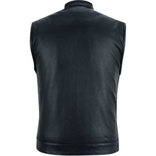 Load image into Gallery viewer, Highway Jack Men's Black Leather Motorcycle Vest Scoop Neck &amp; Snap-Closure Pockets