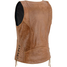 Load image into Gallery viewer, Women's Brown Zippered Vest with Lacing Details