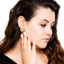 Load image into Gallery viewer, Green Silver Glitter Oval Button Studs *As Is