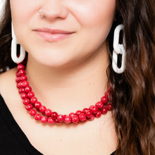 Load image into Gallery viewer, Cranberry Matrix Beaded Morgan Necklace