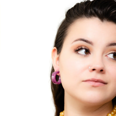 Violet Purple Marbled Parker Hoop Earrings