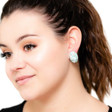 Load image into Gallery viewer, Green Silver Glitter Oval Button Studs *As Is