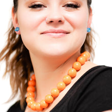 Load image into Gallery viewer, Seafoam Carved Lucite Rose Stud Earrings