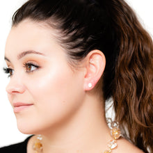 Load image into Gallery viewer, Cream Marbled Small Oval Stud Lucite Earrings