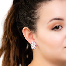 Load image into Gallery viewer, Pink Metallic Glitter Nugget Oval Button Studs