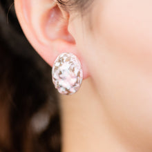 Load image into Gallery viewer, Pink Metallic Glitter Nugget Oval Button Studs