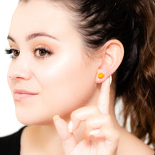 Load image into Gallery viewer, Deco Daisies Flower Stud Earring Set - Lucite Post Earrings - Green Orange and Turquoise