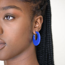 Load image into Gallery viewer, Cherry Red Frosted Mod Go Go Hoop Earrings