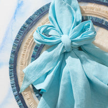 Load image into Gallery viewer, Bow linen napkin, aqua, set of two
