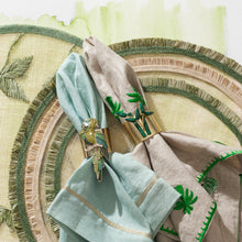 Load image into Gallery viewer, Ruffle edge straw placemats, green, set of four