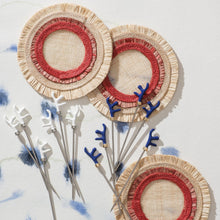 Load image into Gallery viewer, Ruffle edge straw coasters, red
