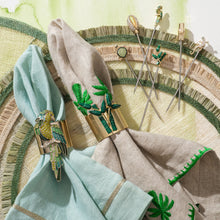 Load image into Gallery viewer, Ruffle edge straw placemats, green, set of four